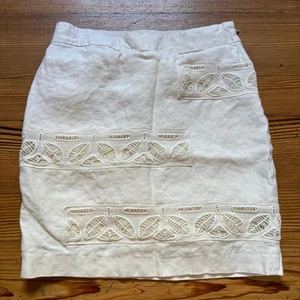 Anthropologie Moulinette Soeurs ivory linen mini skirt SIZE 0 - Picture 1 of 6