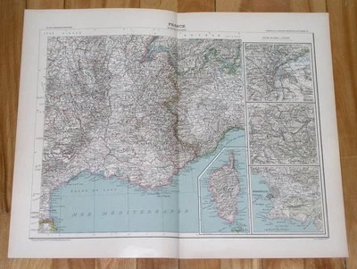 1906 ORIGINAL ANTIQUE MAP SOUTHERN FRANCE FRENCH RIVIERA MARSEILLE VER  - Image 1 of 3