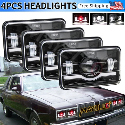 4PCS 4x6" LED Headlights Red Demon Eyes For Oldsmobile Cutlass Ciera 1980-1988 - Image 1 of 4