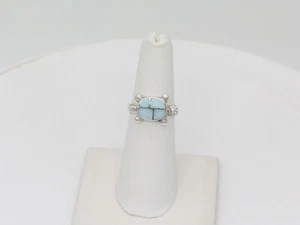 Native American Navajo Handmade Sterling Silver & Opal Turtle Ring Size 6-1/4 - Picture 1 of 8