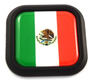 Mexico Flag Square Black rim Emblem Car 3D Decal Badge Hood Bumper sticker 2" - Foto 1 di 7