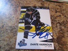 2018-19 VICTORIA ROYALS DANTE HANNOUN AUTOGRAPHED WHL PLAYER CARD