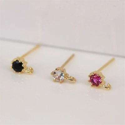 Pendiente redondo de circonita cúbica rojo pavé negro blanco 10 piezas, pendiente circular de circonita cúbica Foto 1 de 4