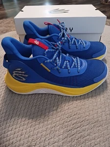 Men's Size 10 Under Armour Curry 3Z7 Basketball Shoes Warriors Blue Yellow NEW - Picture 1 of 13