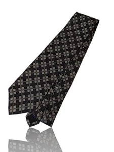 Structure Silk Necktie, 58" X 3.75", Black/Gray/White Geometric. OB-3 - Picture 1 of 5