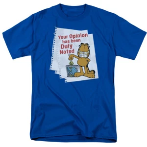 Garfield Duly Noted T Shirt Mens Licensed Cat Jim Davis Comics Tee Royal Blue - Picture 1 of 2