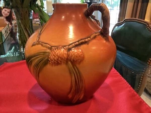 Roseville Pottery 708-9 Pinecone Large Pitcher Vase- c. 1935 - Picture 1 of 7