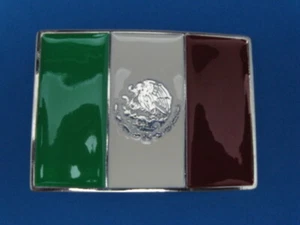 NEW OLD STOCK MEXICO FLAG PEWTER STYLE METAL BELT BUCKLE MADE IN USA #143 - Picture 1 of 1
