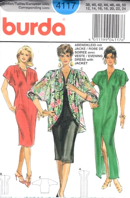 Evening Dress and Jacket, Burda Sewing Pattern 4117 Sizes 12 to 24 NEW UNCUT - Image 1 of 2
