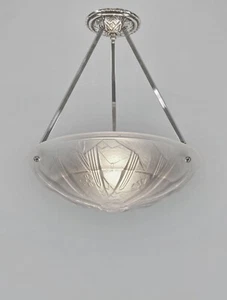 MULLER FRERES : FRENCH 1930 ART DECO PENDANT .. chandelier lamp degue era France - Picture 1 of 9