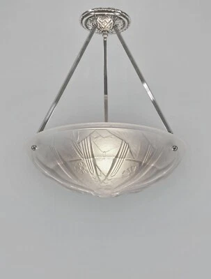 MULLER FRERES: ФРАНЦУЗСКИЙ 1930 АРТ-ДЕКО ПОДВЕСКА... люстра лампа degue эпохи Франции - Изображение 1 из 4