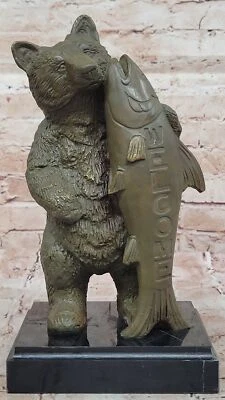 Decoración de oso de pesca con letrero de bienvenida decoración de jardín jardín estatua edición limitada arte Foto 1 de 4