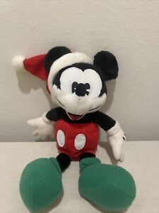 Gund Christmas Mickey Mouse Plush Santa Hat and Green Shoes