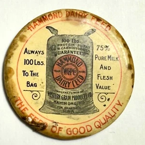 c1900 Hammond Dairy Feed Indiana 100 Pound Bag Celluloid Pocket Mirror 2.25" - Imagen 1 de 3