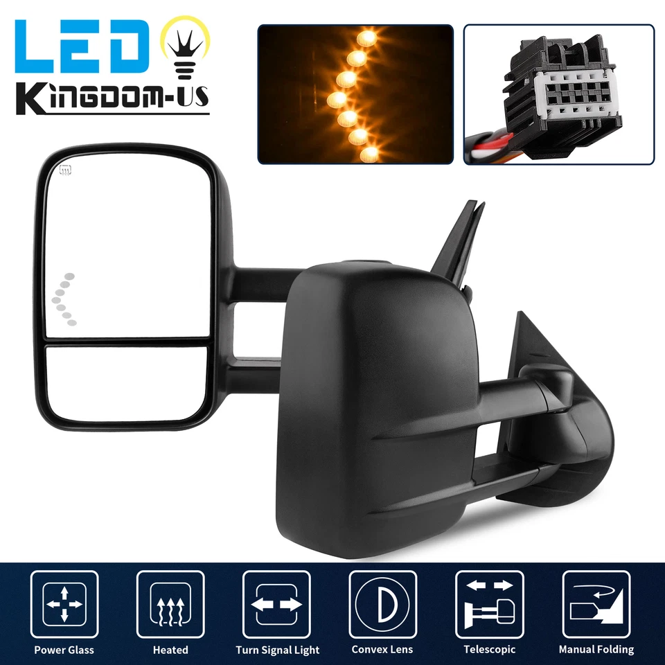 Power Heated Tow Mirrors for 2007-2013 Chevy Silverado Sierra 1500 2500HD 3500HD - Image 1 of 4