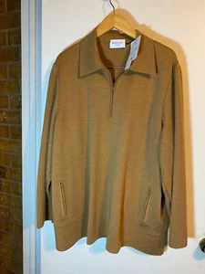 NWT! STIZZOLI Plus Camel color 100% wool Sweater Women's zipper pockets Italy - Picture 1 of 6