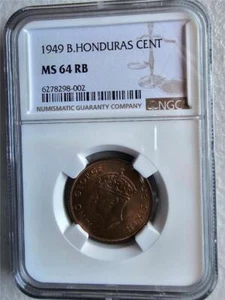 British Honduras 1 Cent 1949 NGC MS 64 RB - Picture 1 of 2