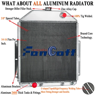 4 Row Aluminum Radiator For 1942-1952 1949 Ford F1 F2 F3 Pickup Ford Engines - Image 1 of 4