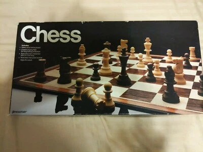 vtg Pressman Chess Board Game '83 Plastic  Very Good Condition Brown&White Pcs - Image 1 of 4
