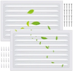 2 Pcs Attic Vent 8" X 12" Metal Shed Vents Louver Vent Grille Gable Vents wit... - Picture 1 of 7