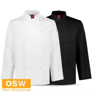 Mens ZEST Black White Snap Button CHEF Long Sleeve Hospitality Jacket XS~4XL - Foto 1 di 8