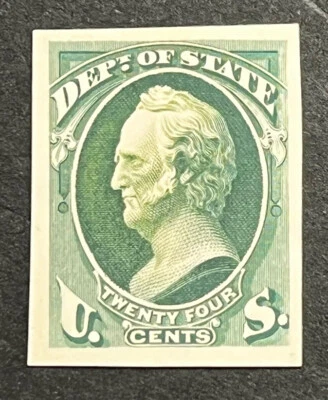Travelstamps: US Stamps Scott #O65p4 - 24¢ Dept. of the State Proof on Card MH - Image 1 of 4