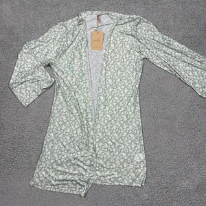 Jardin By Macris Kimono Womens S/M Mint Ditsy Floral Open Front Beachy Preppy - Picture 1 of 9