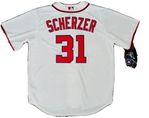 NIKE AUTHENTIC WASHINGTON NATIONALS MAX SCHERZER HOME WHITE JERSEY NEW SIZE 2XL - Picture 1 of 6