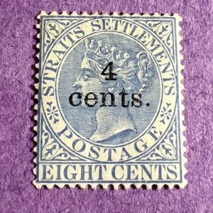 Straits Settlements 1899 - MH Scott 91. Queen Victoria, 4c auf 8c Zuschlag. - Bild 1 von 2