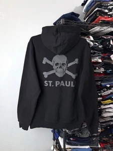 Vintage St Pauli Band Hoodie Totenkopf Piraten Knochen schwarz Größe S Fußball - Bild 1 von 6