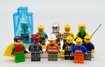 Lego Minifig Lot of 11 Assorted Marvel Ironman Robin Ninjago Workers Ultron - Image 1 of 4