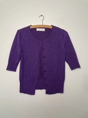 Ronit Zilkha Purple Sparkly Lightweight Cardigan With Buttons in Size Small - Image 1 of 4