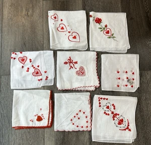 Vintage Taschentuch Taschentücher Valentinstag Valentinstag 8 Stück - Bild 1 von 6