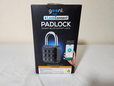 Geeni LockConnect Padlock Smart Bluetooth Lock Waterproof Multi-Access Black - Image 1 of 4
