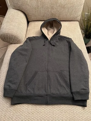 Urban Pipeline 男式 Sherpa 全拉链羊毛连帽衫 - 尺寸 2XL - 灰色 - 全新无标签 — 第 1/4 张图片