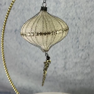 Antiker Quecksilber Glas Draht gewickelt Weihnachtsschmuck Gold Stern Zwiebel UFO - Bild 1 von 7