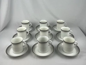 VTG Rosenthal Evensong Continental Platinum Mug & Saucer Set of 8 + Creamer - Picture 1 of 21