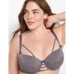 Lane Bryant Cacique Micro Lace Trim Boost Balconette Bra 34F - Picture 1 of 5