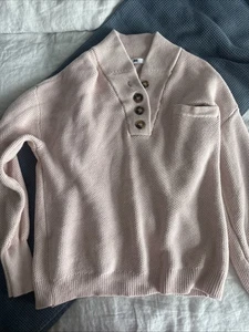 Top Lunya para mujer acogedor algodón seda bolsillo Henley nuevo sin etiquetas XS/S precioso rosa claro - Imagen 1 de 9