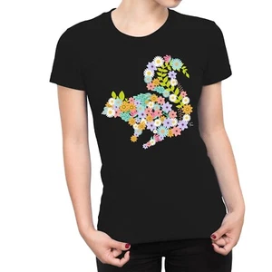1Tee Womens Floral Squirrel T-Shirt - Picture 1 of 5