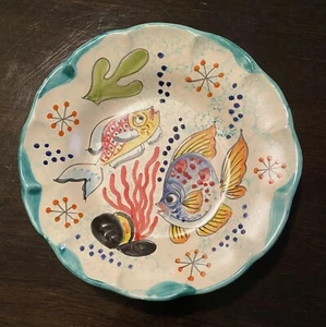 Vietri Italy 9.5” Fish Coral Sea Marine Plate Bowl Italy - Picture 1 of 11
