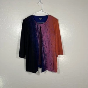 Misook Cardigan Jacket Womens Petite Medium PM Acrylic Sweater Clasp Art - Picture 1 of 6