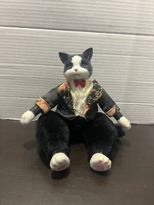 ANCO Dapper Cat Jointed Legs Porcelain And Stuffed HTF - Picture 1 of 7