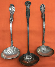 3 Pc Early Rogers Victorian Silverplated SOUP LADLES  Glenrose Mystic Florette