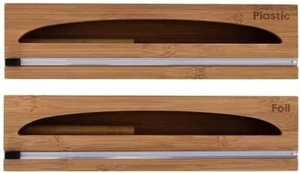 2 Piece Bamboo Food Wrap Dispenser Set by Seville Classics - NEW IN BOX - Picture 1 of 6