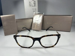 ๐ NEW in Box Bvlgari 3032 Eyeglasses 504 Havana & Gold Frames 52/19/140 - Picture 1 of 9