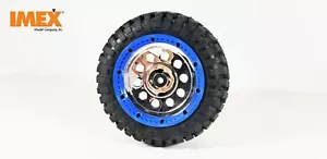 IMEX K-Rock Tires w/ Pluto Beadlock Rims (Chrome/Blue) 1 Pair of Front Tires - Picture 1 of 8