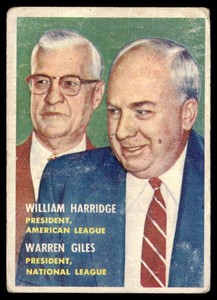 1957 Topps #100 William Harridge / Warren Giles PRES  VG-EX-B111R2