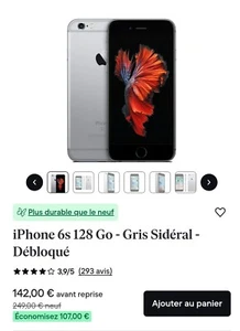 APPLE IPhone 6S - 128 Go A1688 Tres Bonne Etat - Debloquer + Chargeur - Photo 1/17
