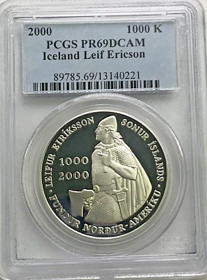 2000 1000 Kronor PR 69 DCAM PCGS Iceland of Leif Ericson - Image 1 of 2